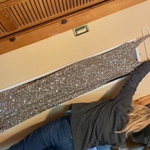 Heavy beaded gold and lined gown, worn once